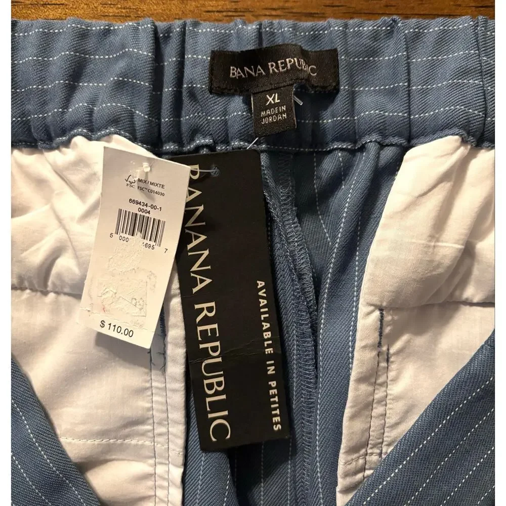 Banana Republic Women’s XL Pants 38 x 30 Wide Leg Trouser Pull On Pinstripe